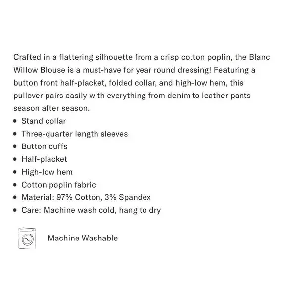 Tuckernuck White/Blanc Willow Blouse NWT size Small - Picture 11 of 14